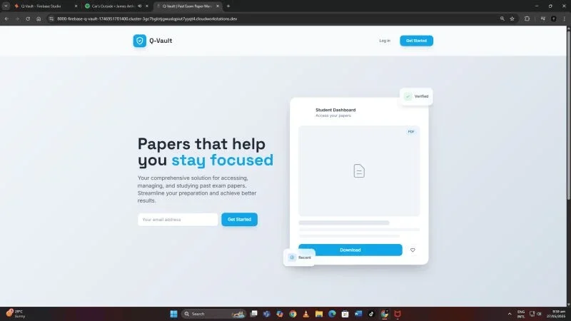 q-vault landing page