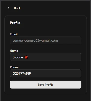 Expiro profile edit page